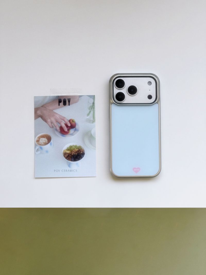 [Magsafe] BLUE CREAM Silver Glass Bumper Case