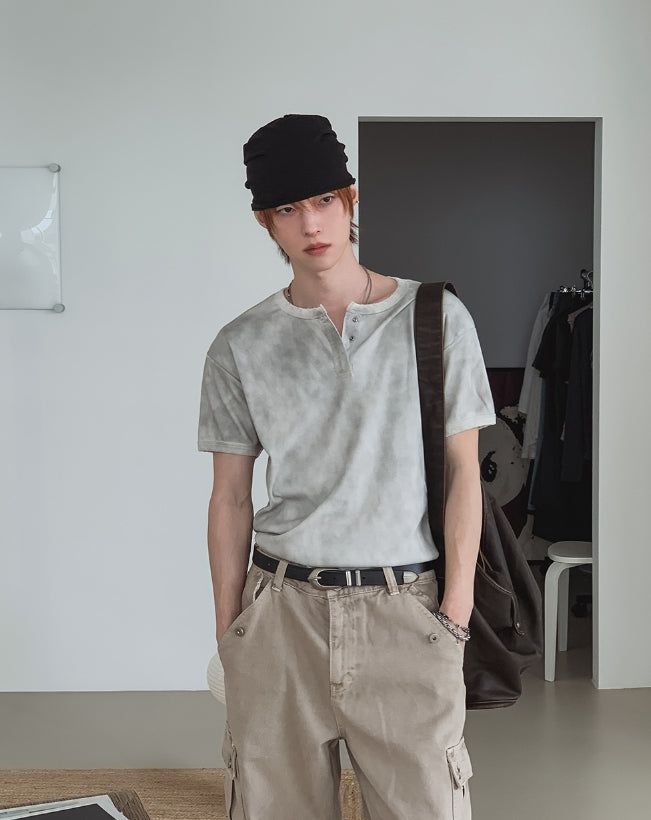 2PLAN（ツープラン）の「Sein Pigment Henley Neck Short Sleeve T-shirt（Tops）」