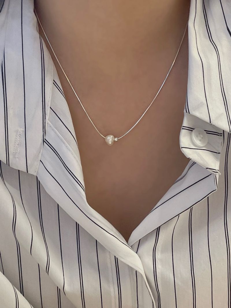(silver925) Pearl ball necklace