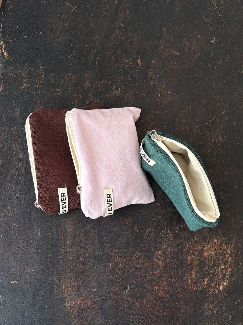 Soft cotton flat pouch - pink , M size