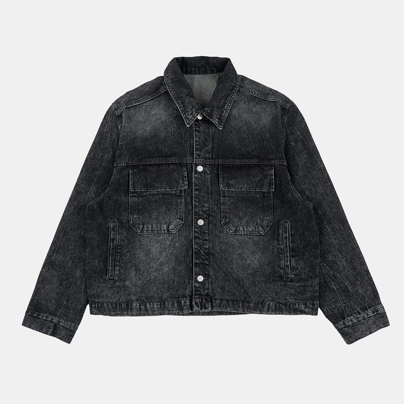 Crack washed over denim jacket