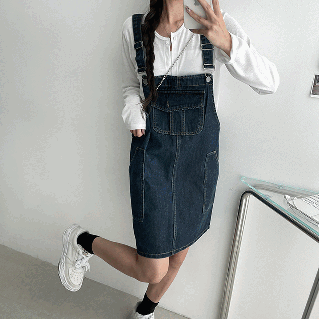 hijjoo（ハイチュー）の「Unpocket Over Roll Suspender Dress (3 colors)（Dresses）」
