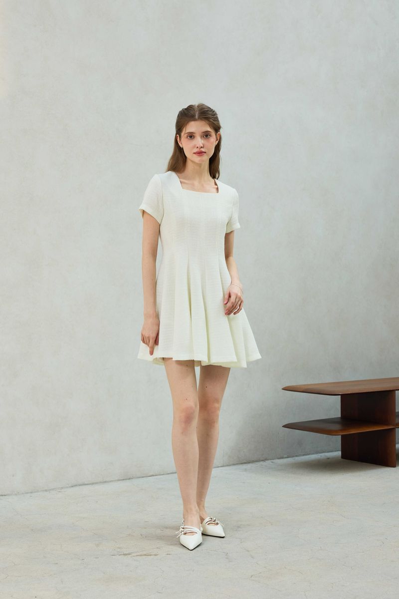 LANI TWEED DRESS / WHITE