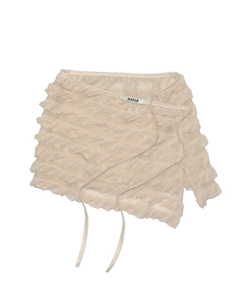 Frilled Mini Wrap Skirt Beige