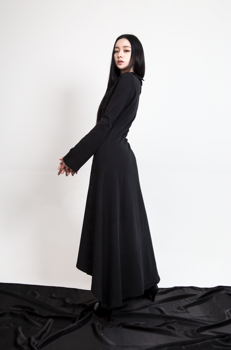 Button Maxi Dress #Black