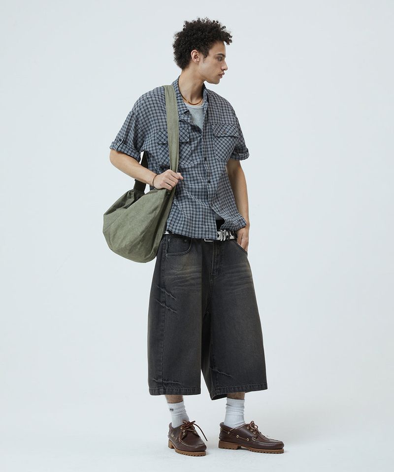 ROLL-UP CHECK HALF SHIRT