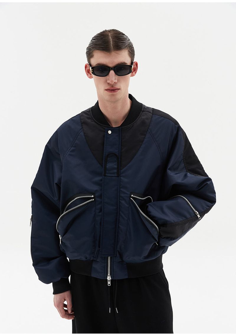 curved pocket bomber jacket