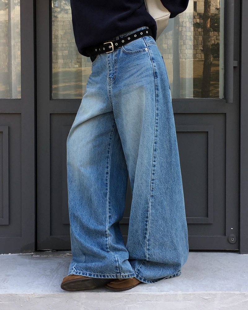 [ORIGINAL] Crew Contrast Wide Denim Pants