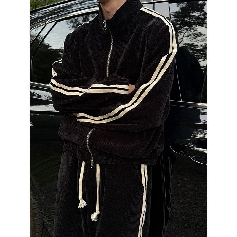 [SET UP가능] Velvet track zip up(3color)