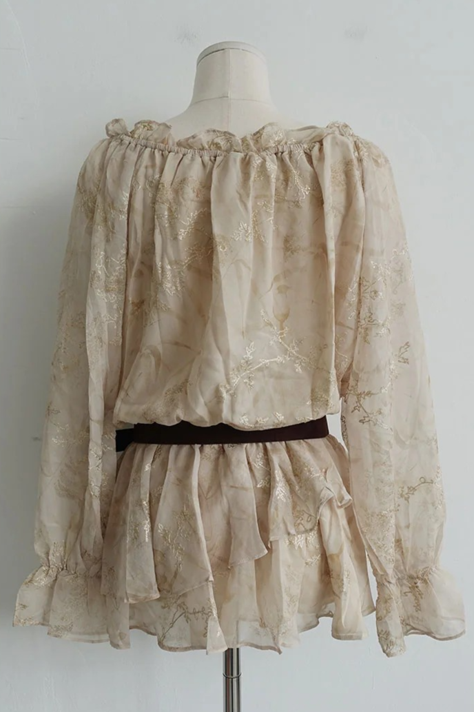 ARCADIAN SHEER BELTED DRESS