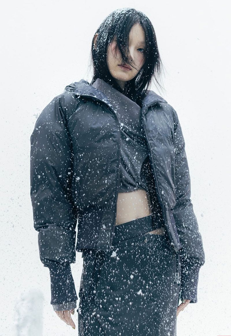 Reversible Check Padded Jacket / Charcoal