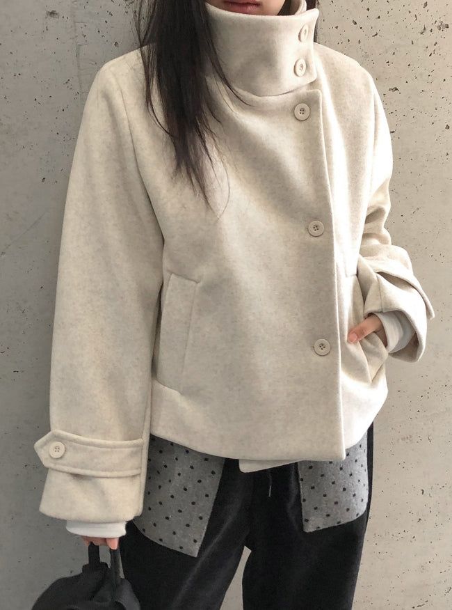 Hanpori Quilted High-Neck Short Coat