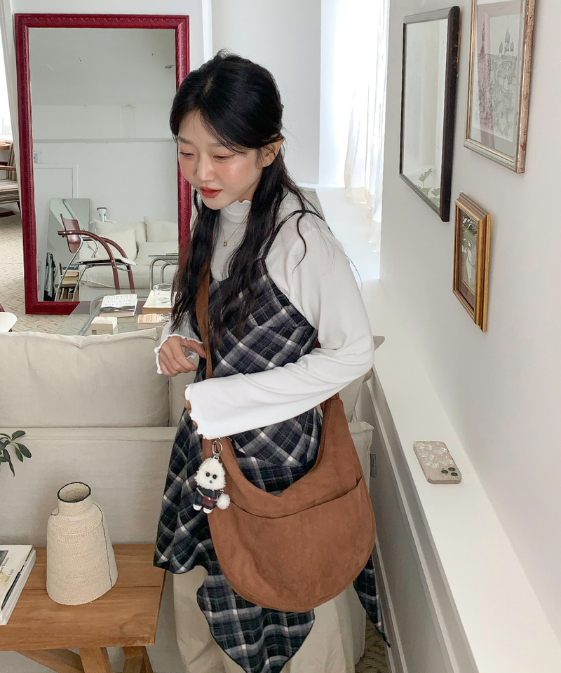 Mute Unbalanced Bustier Checkered Dress