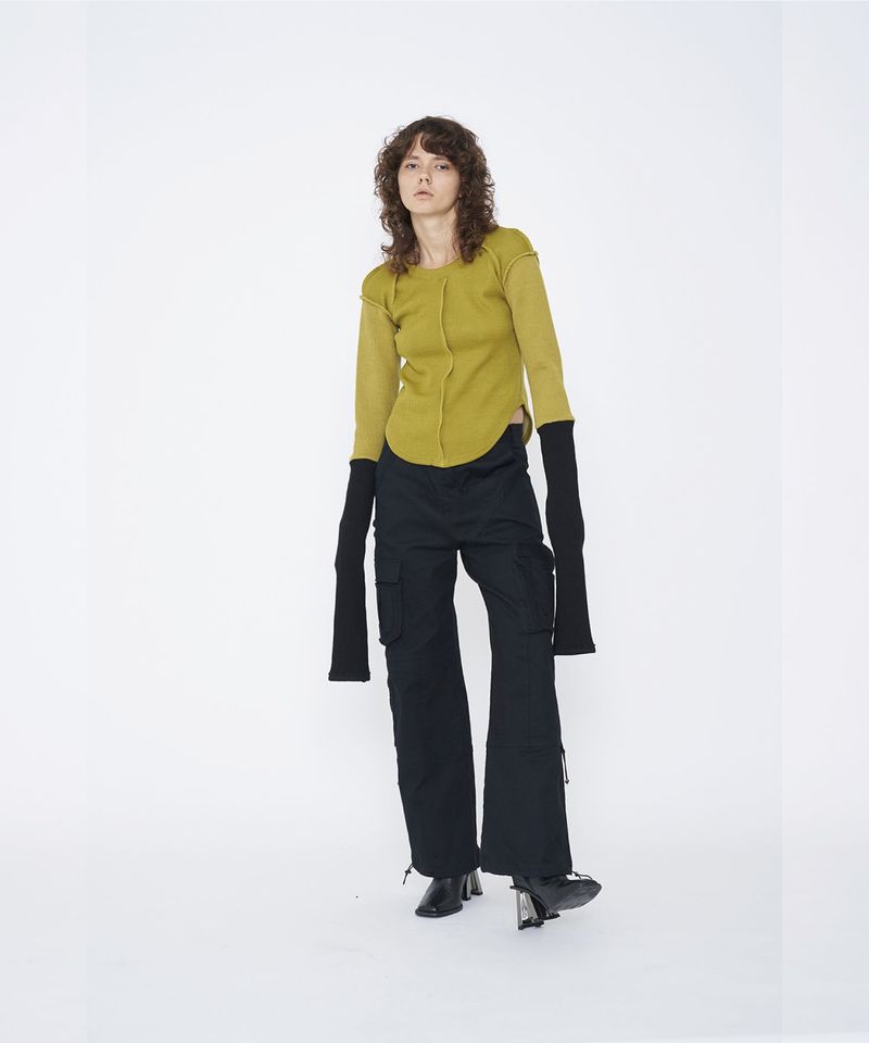 BICOLOR EXTRA LONG SLEEVE RIB TOP