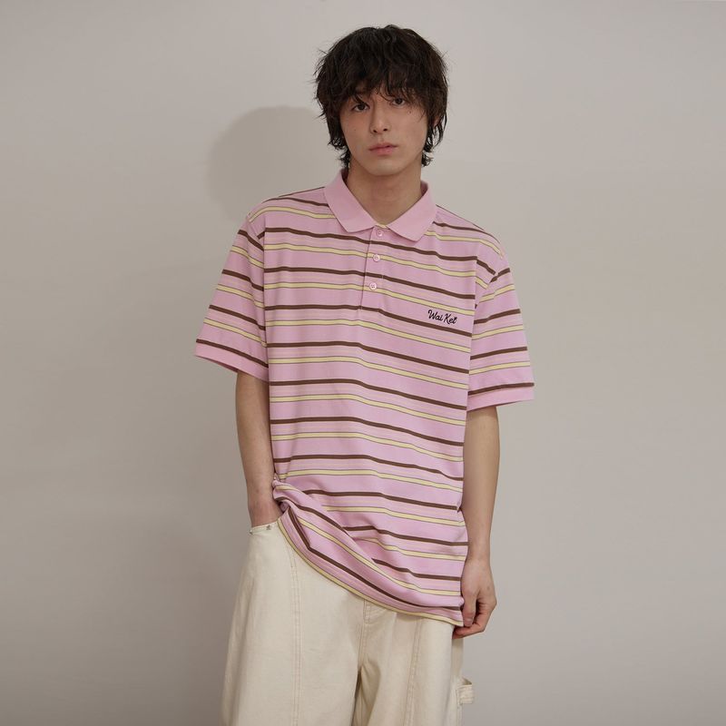 Stripe Logo Pique Half T-shirt