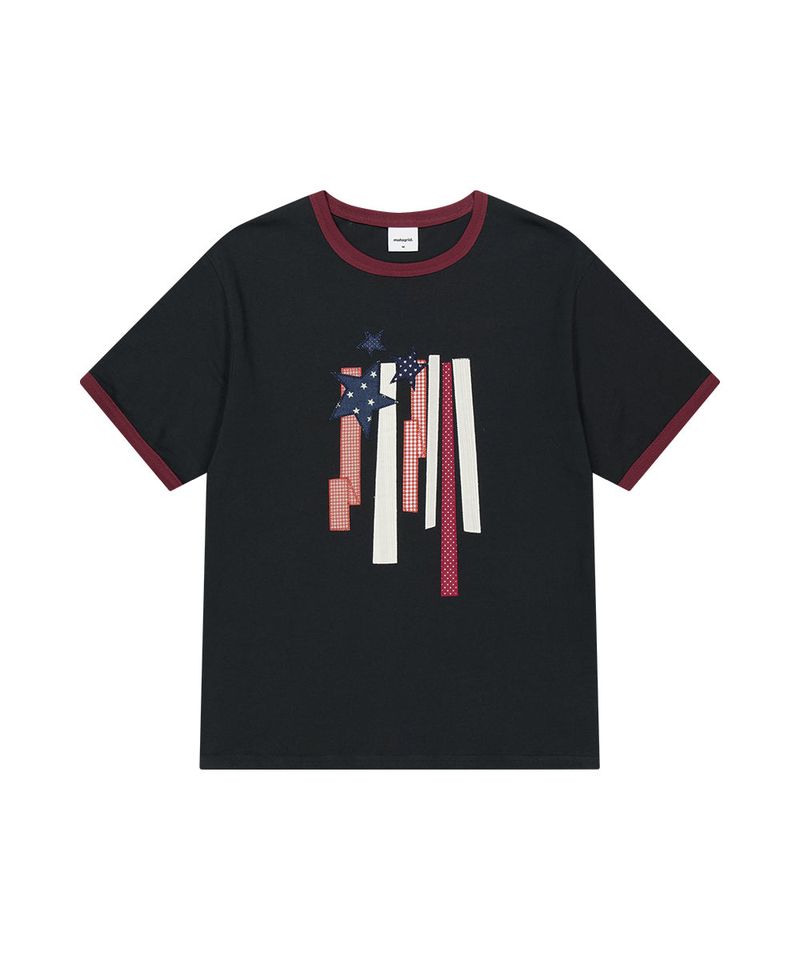 mahagrid(マハグリッド)の「FLAG APPLIQUE RINGER TEE(Tops)」