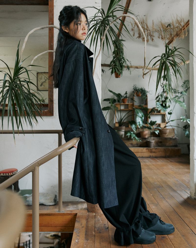 unisex mac coat denim