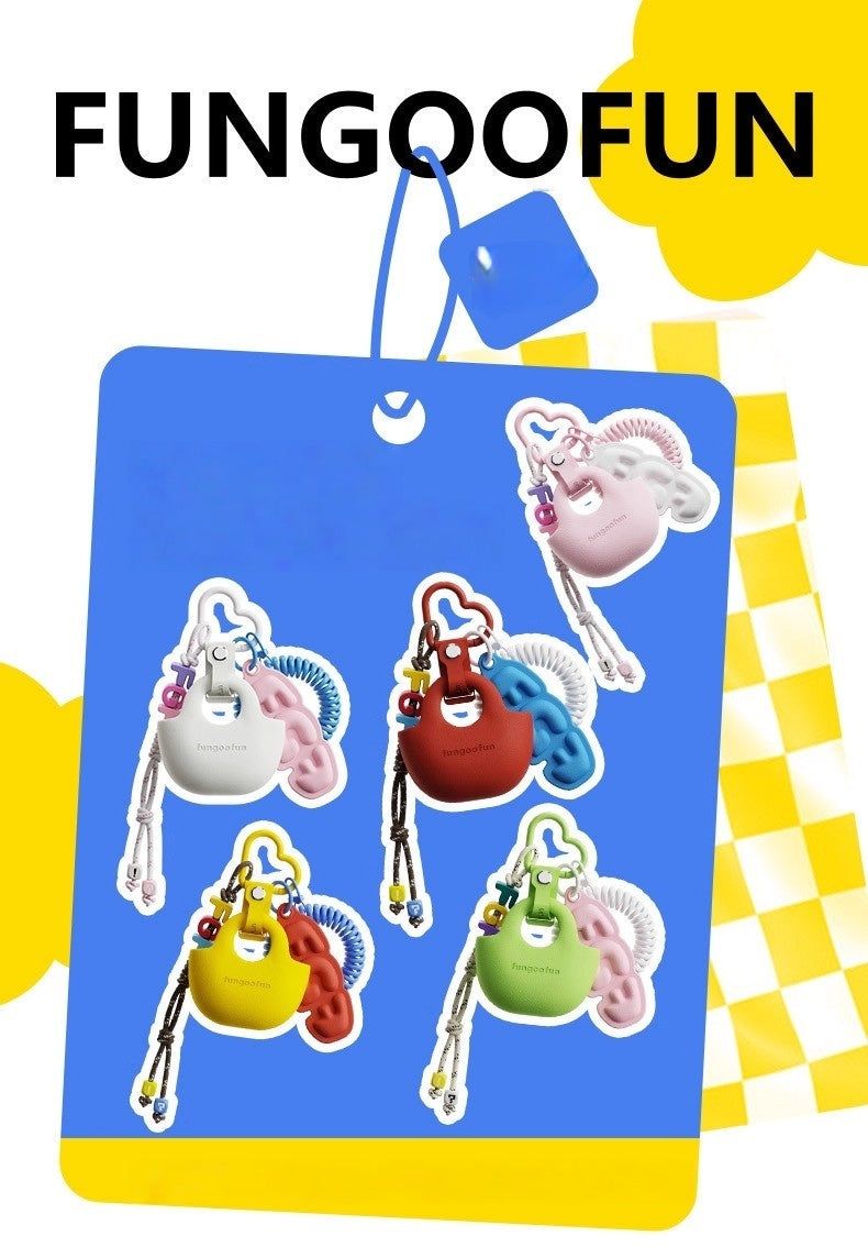5colors Mini EVA Earphone Bucket Bag Charm Keyring