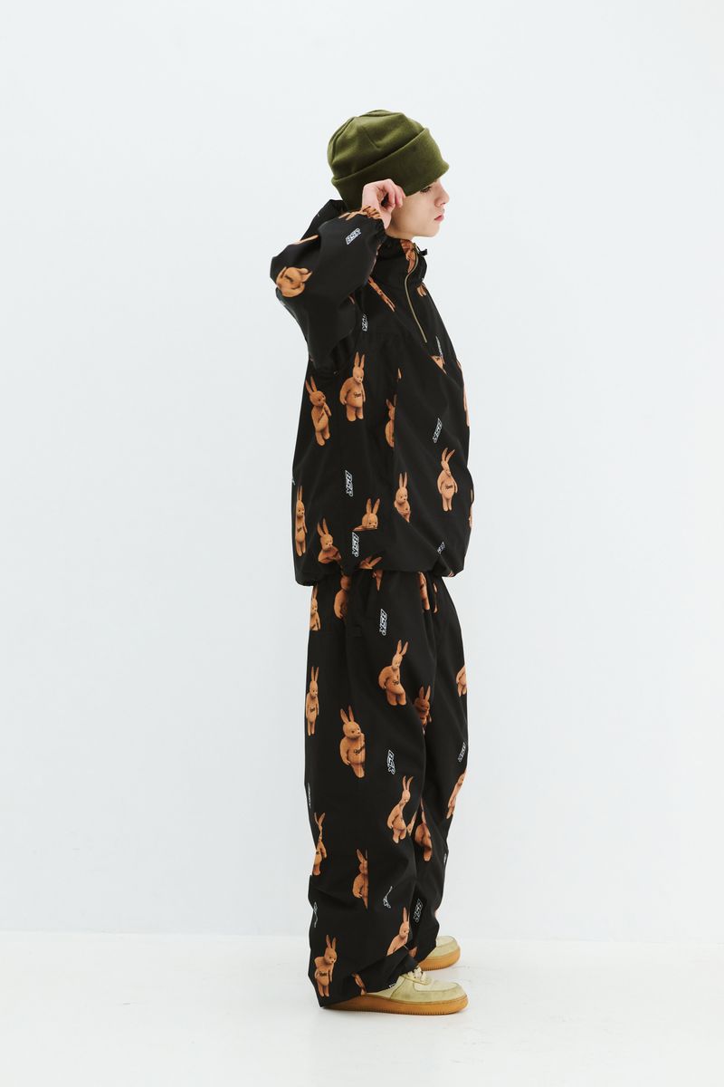 3D BEARRABBIT HOODED ANORAK JACKET BLACK