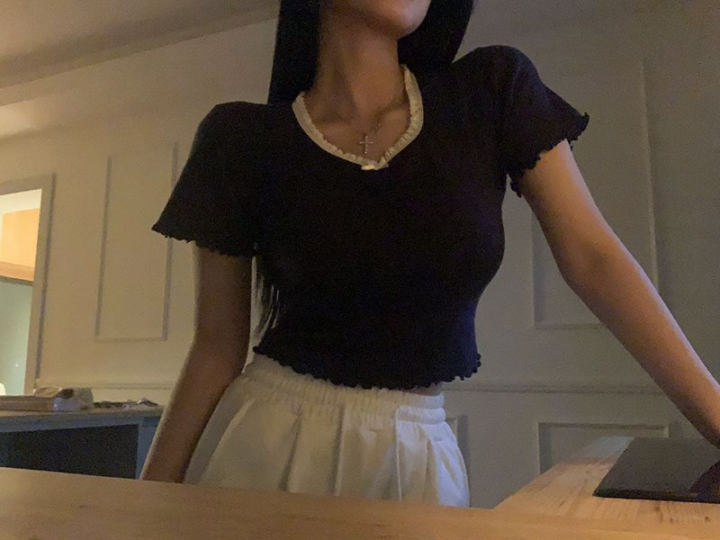 [BELLIDE MADE] EYELET RIBBON FRILL SHIRT