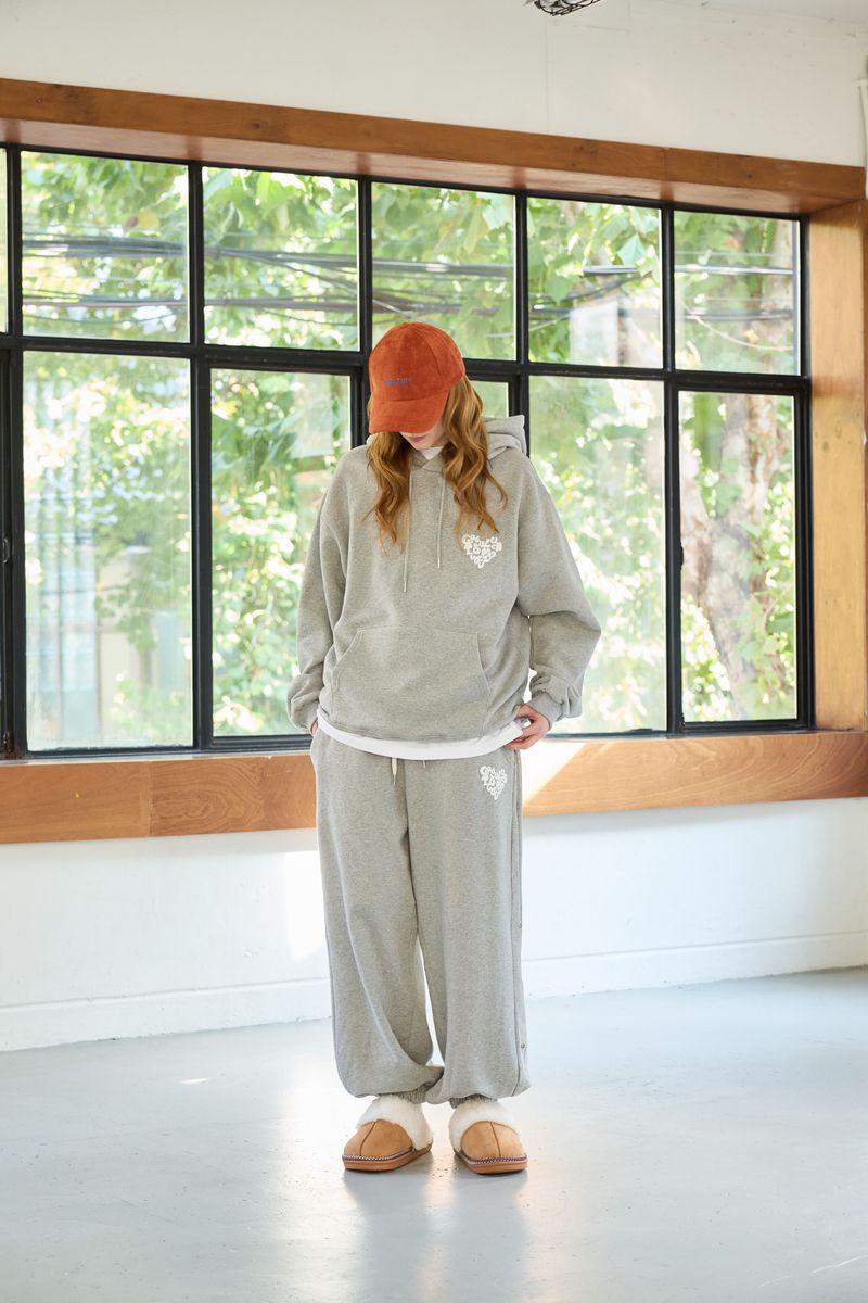 GOODLUCK HEART SNAP OFF SWEAT PANTS / MELANGE