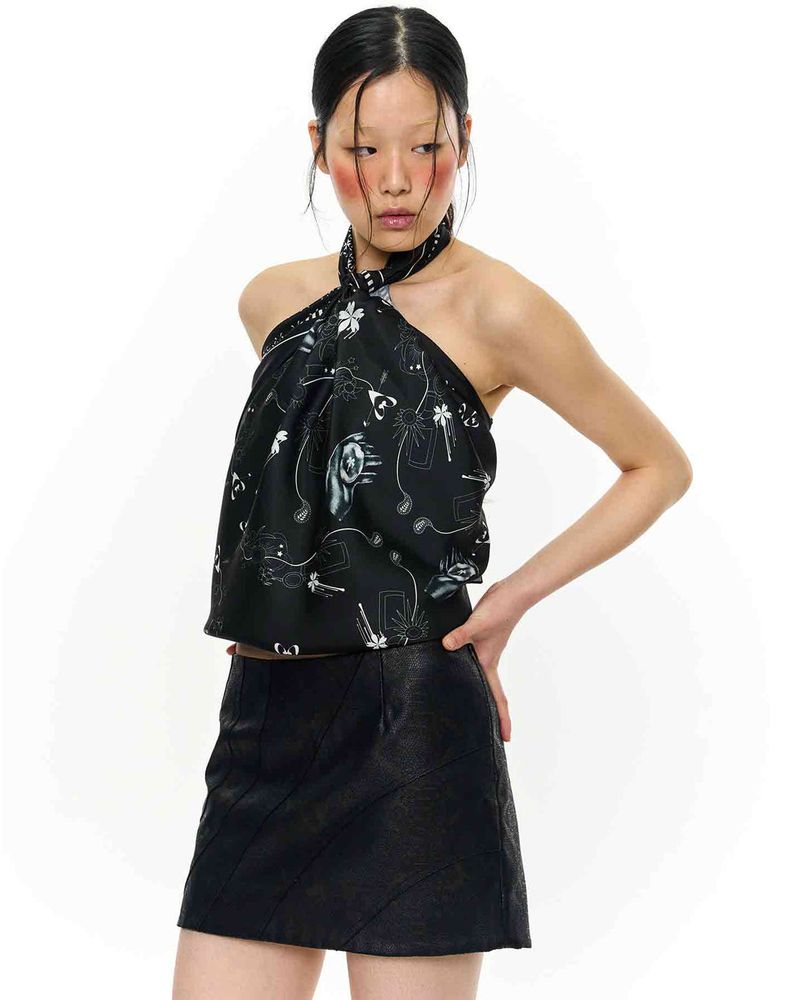JOMO Motif Square Scarf _ Black