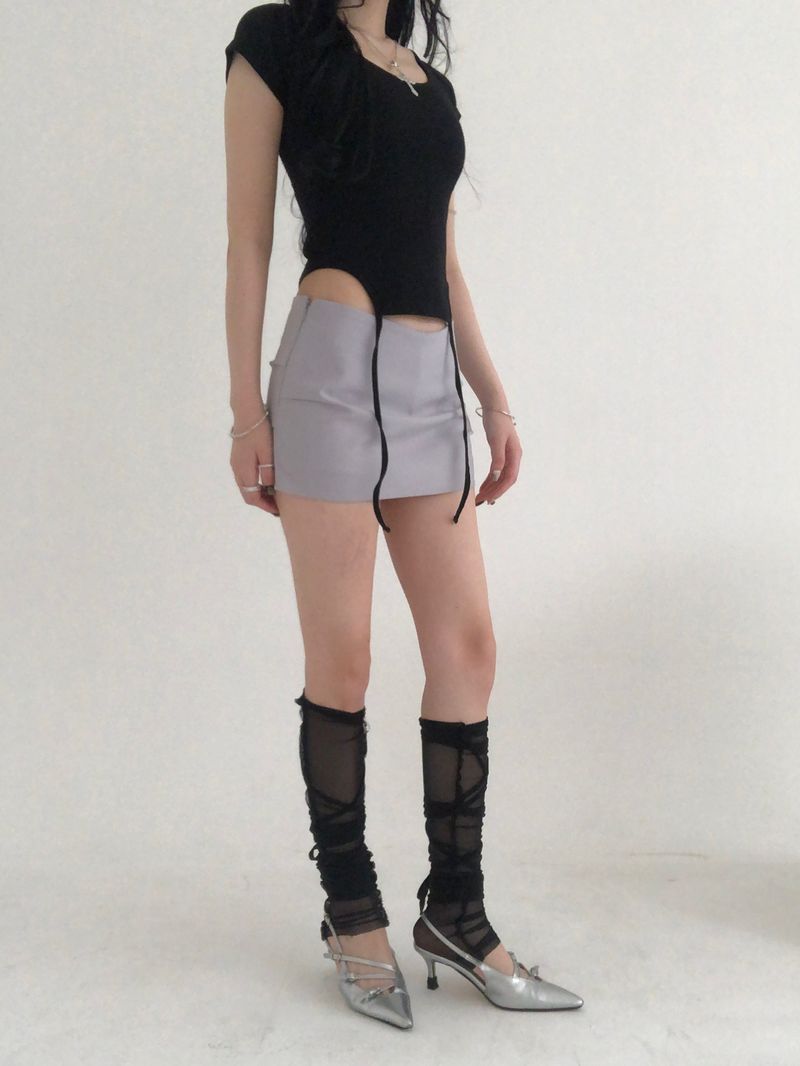 Pintuck Mini Satin Skirt