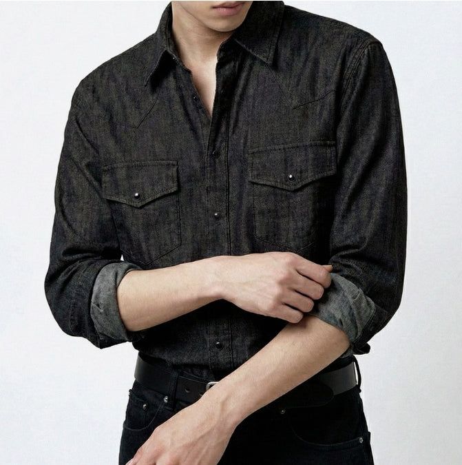 Standard Western Denim Shirt Black