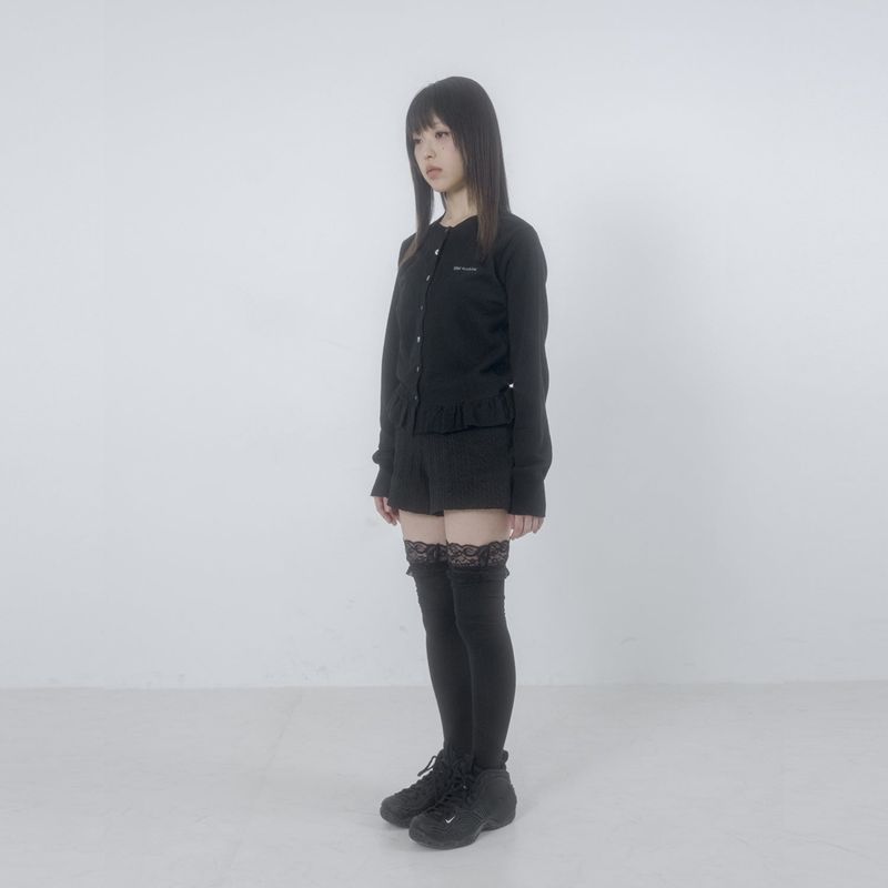 Frilling knit cardigan 001