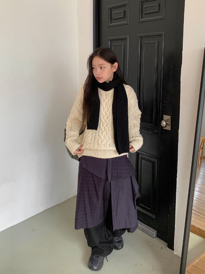 Hanme Cable Round Wool Knit