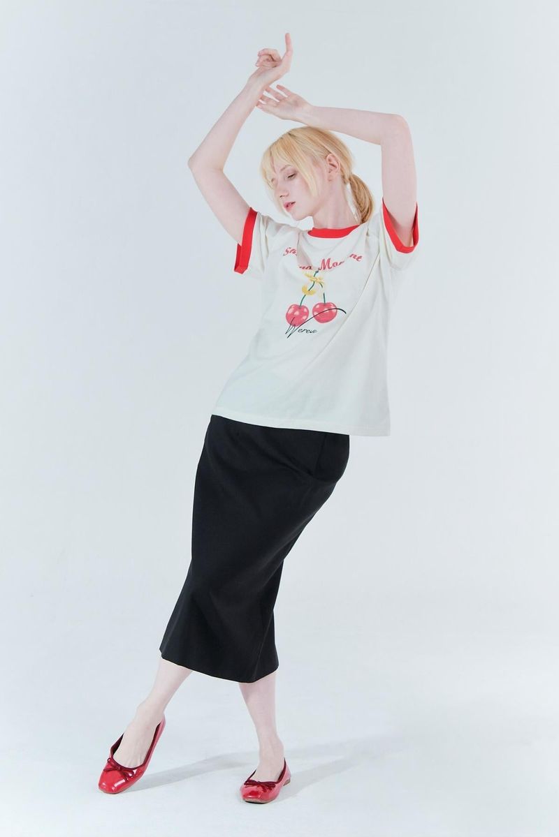 Cherry ringer t-shirt_cream/red