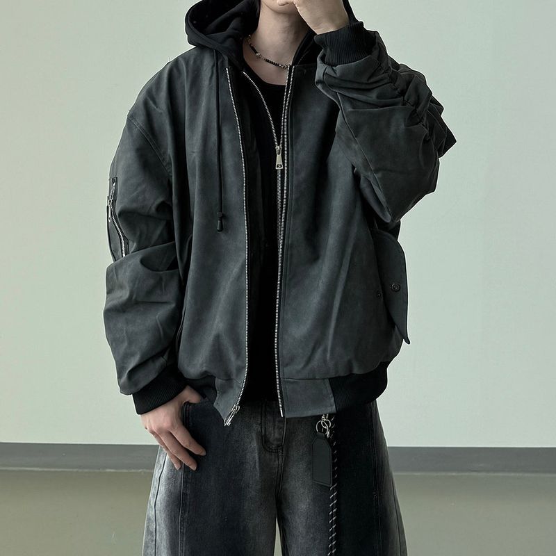 Neren Hood Bomber Leather Padding
