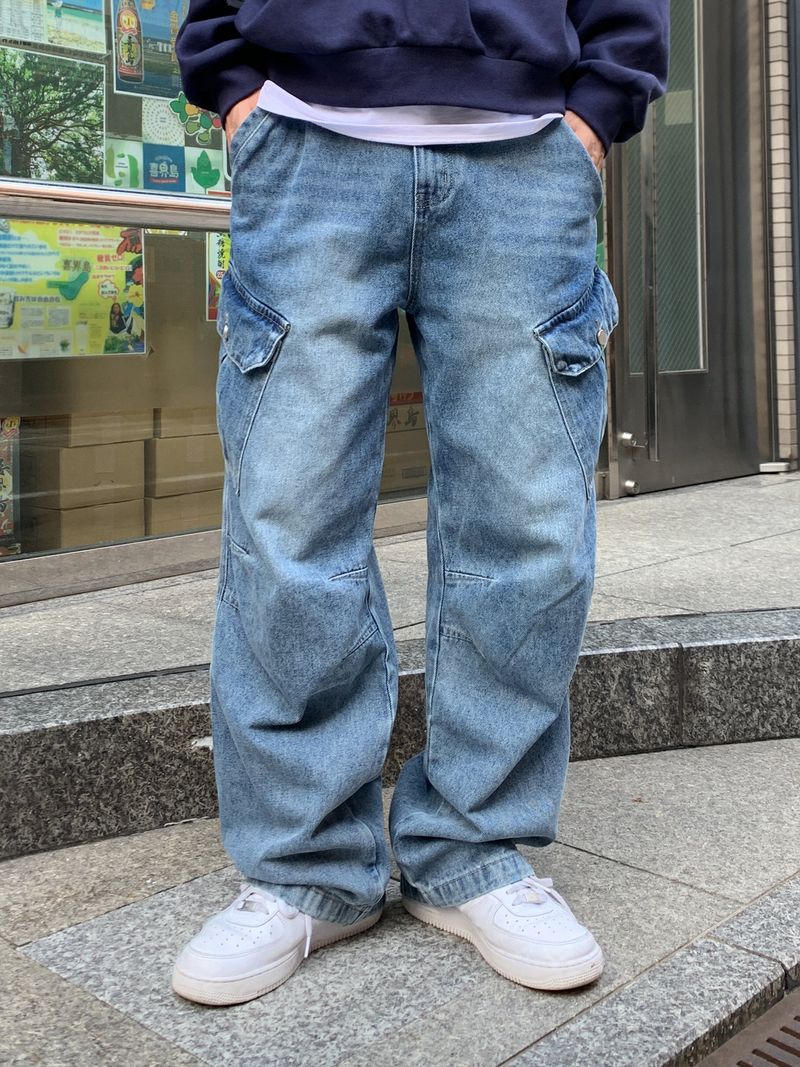 Tachi washed cargo denim pants
