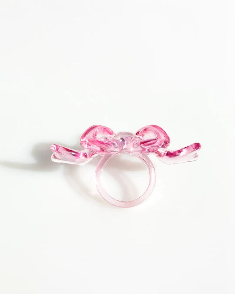 Jelly Ribbon Wing Ring - Clear Pink