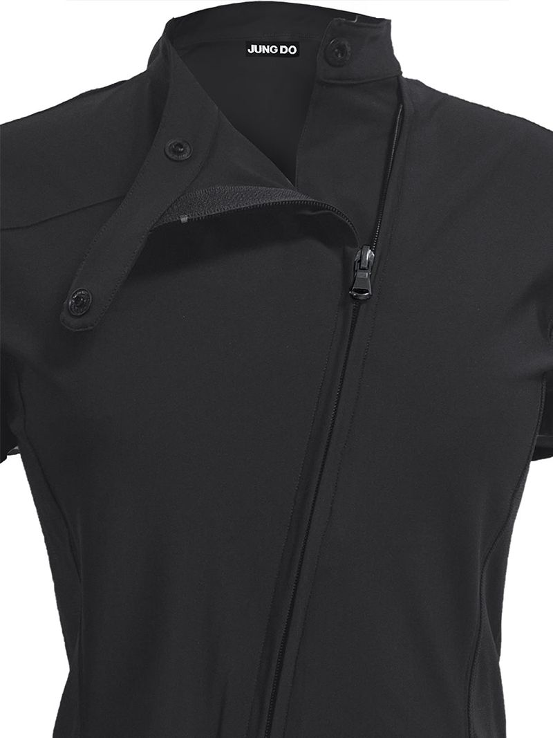 CURVED ZIP-UP SHIRT WITH LAYER . COOL BLACK