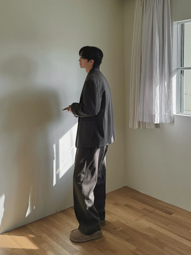 ASCLO Wool Herringbone Retro Jacket & Pants (Khaki Brown)