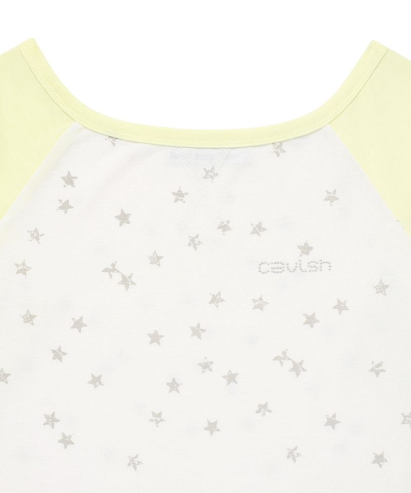 U NECK STAR RAGLAN LS TEE WHITE(CV2GSFT553A)