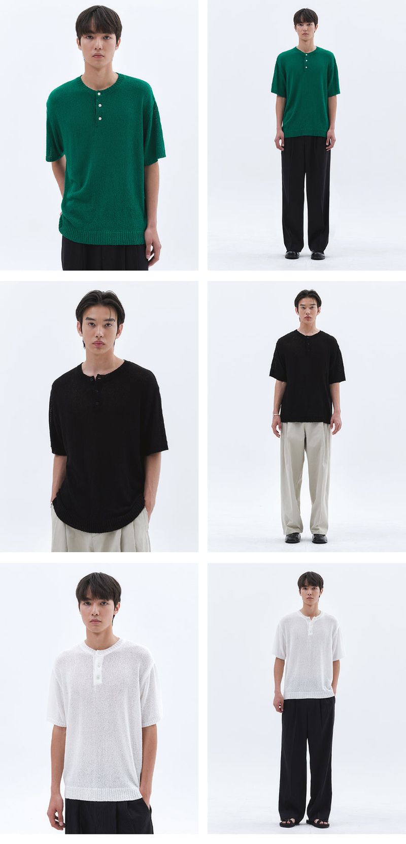 Cloud Summer Henley Neck Knit_Green