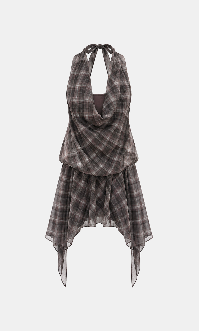 Etra Sheer Plaid Dress