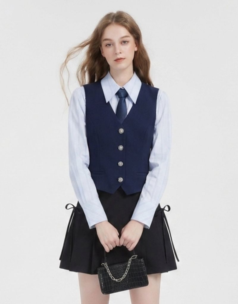 TWEEDY-A（ツウィーディア）の「[PRE- FALL] ベーシック ストライプ オックスフォード タイシャツ スカイブルー（トップス）」
