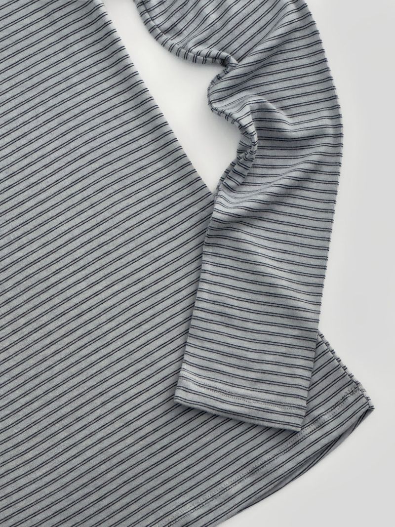 [prts made] soft touch boat-neck long sleeve T-shirts (blue stripe)