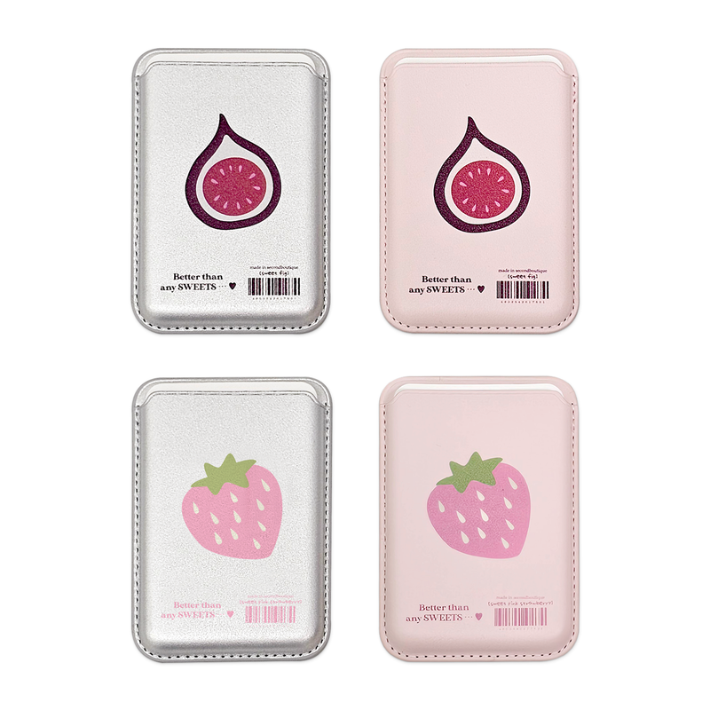 secondboutique（セカンドブティック）の「[MADE] フルーツフルーツカードウォレット_ピンクベリー_シルバー（スマホグッズ/小物）」
