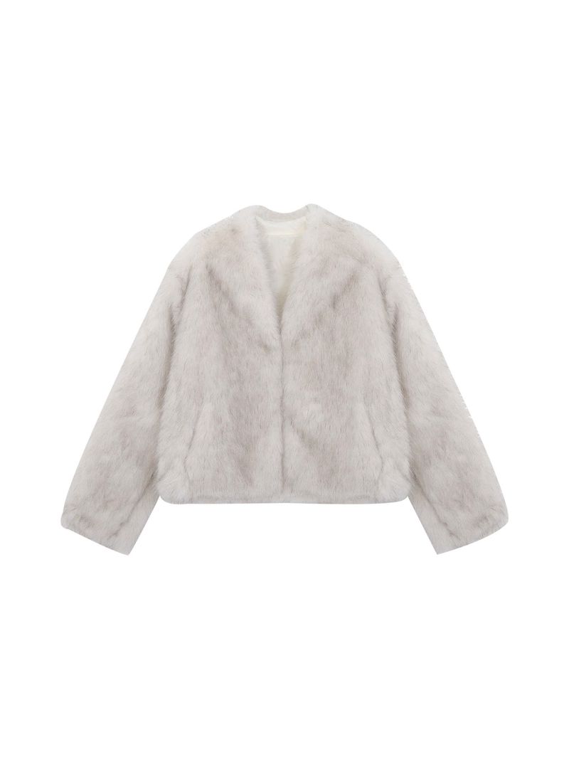 Snow Fox No Collar Fur Jacket