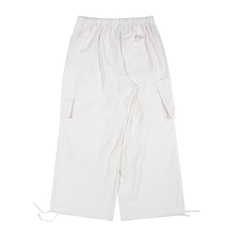 LINEN WIDE CARGO PANTS  Ivory