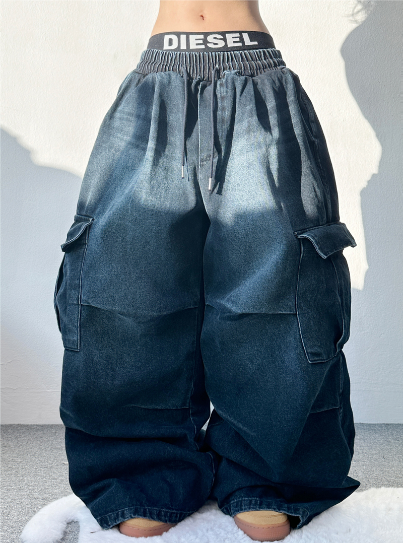 GRADATION PARACHUTE CARGO DENIM💙💚💛🩶🖤 - 4 COLORS