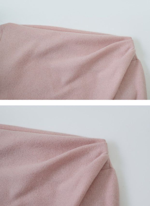 Drape One Shoulder Warm Knit +Tie Set (5color)