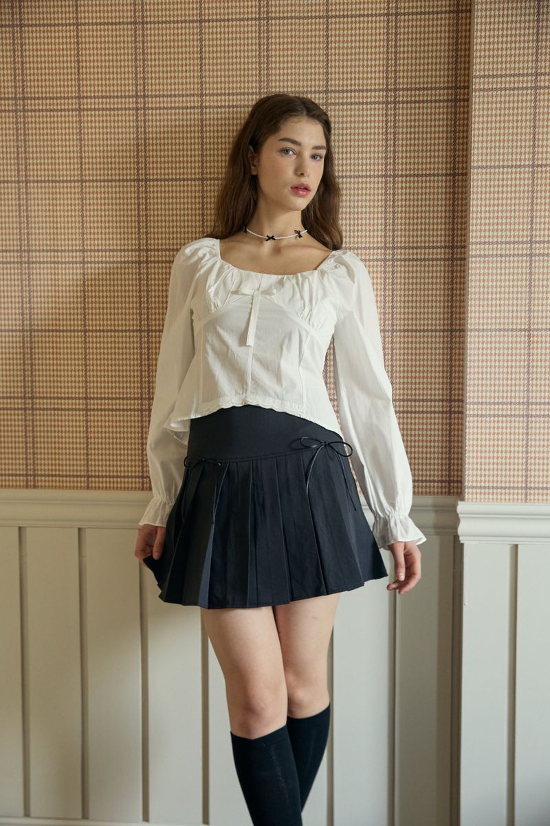 RIBBON PLEATS SKIRT (2 COLORS)