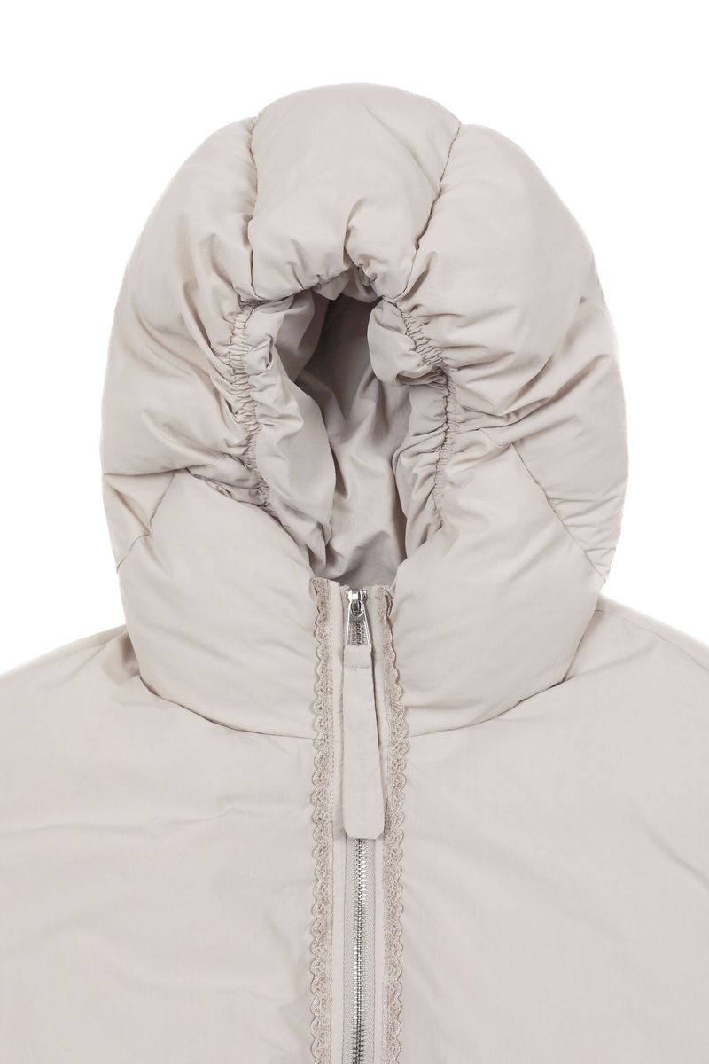 Shirring Hood Padding Jacket [Ivory]