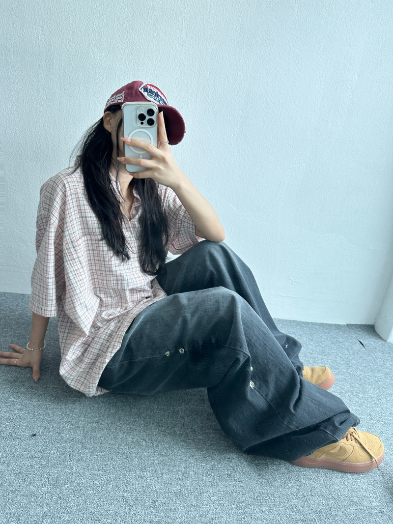 CHECK POINT BIG SHIRT💚❤🖤 - 3 COLORS