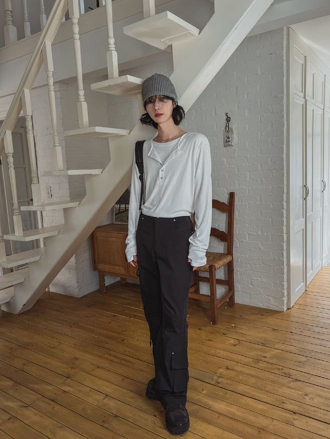 ルージュ レイヤード ヘンリーネック ロングスリーブ Tシャツ
